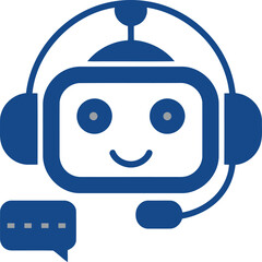 Friendly chatbot assistant icon for online customer support, communication, and digital services
