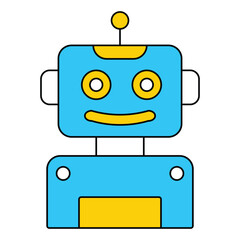 Naklejka premium Cognitive Computing Intelligent Robot System Vector Icon