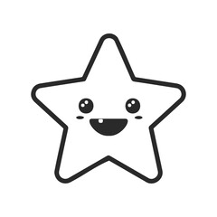 Cute smiling star character with happy expression and big eyes