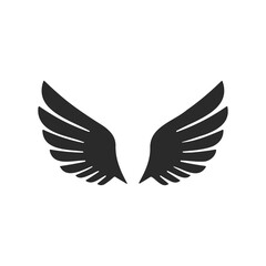 Obraz premium Minimalist black wing silhouette illustration on white background