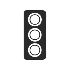 Minimalist black and white traffic light icon with three circles