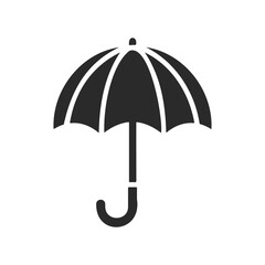 Minimalist black umbrella icon on white background