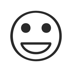 Fototapeta premium Simple black and white smiley face icon with open smile