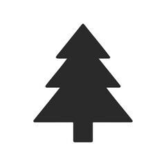 Fototapeta premium Simple black silhouette of evergreen christmas tree on white background