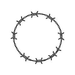 Barbed wire circle illustration with sharp edges