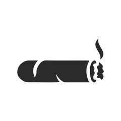 Minimalist cigar icon with smoke on white background