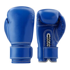 Vibrant blue boxing gloves ready for intense training or competition, symbolizing strength and determination.