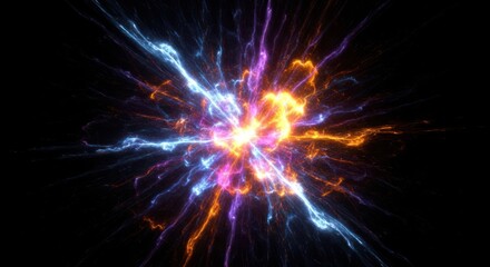 Radiant energy burst with dynamic spectral lines emanating from a vibrant core