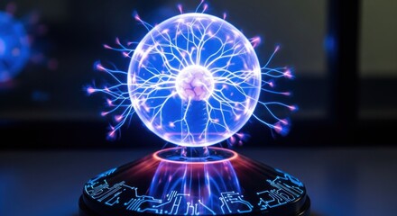 Intriguing plasma globe displaying mesmerizing filaments and vibrant electric discharges emanating