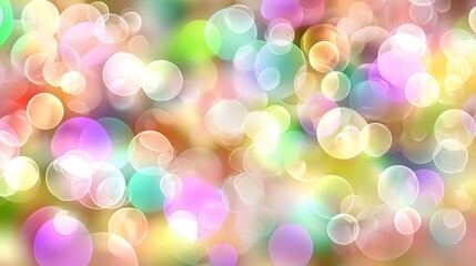 A vibrant, colorful background filled with soft, translucent circles of various pastel hues.