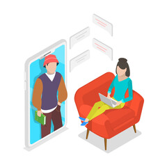 3D Isometric Flat Vector Illustration of Students Weekend Spare Time , Friends Together Activities. Item 1