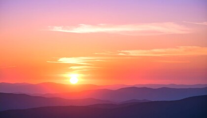 Fototapeta premium Vibrant Sunset over Mountain Range.