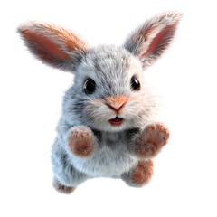 Adorable fluffy bunny with wide eyes reaching out, full of curiosity and innocence.