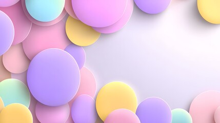 A vibrant, layered design with pastel-colored circles creates a cheerful and playful backdrop.