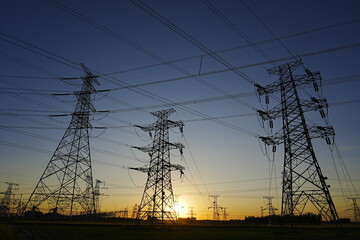 The power supply facilities of contour in the evening