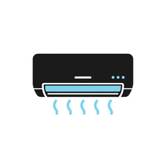 Fototapeta premium Air conditioner icon vector illustration. Climate control system symbol for cooling and ventilation in a modern flat design style