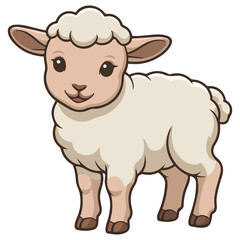 Happy cartoon sheep smiling standing isolated vector illustration on white background