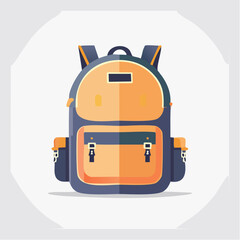 Orange And Navy Blue Backpack Illustration