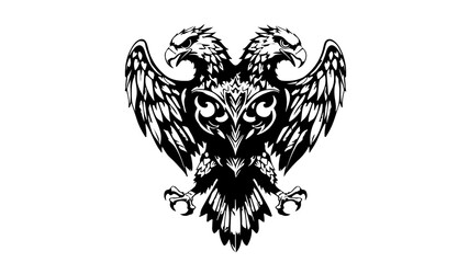 Obraz premium Mythical Two-Headed Eagle Tattoo in Black Ink