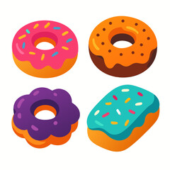 Fototapeta premium colorful donuts with sprinkles on white background for food illustration