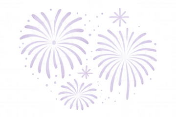 Purple fireworks bursting against a transparent background, creating a vibrant and festive atmosphere perfect for celebrations and events
