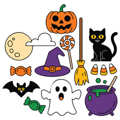 Halloween celebration vector illustration set high quality isolated elements