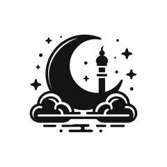 Fototapeta premium Crescent moon with cloud for night services