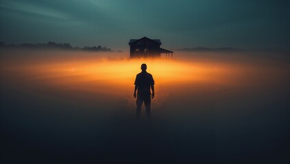 silhouette of a man with a horse 