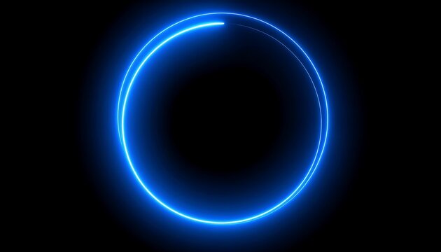 Glowing Blue Neon Circle Abstract.