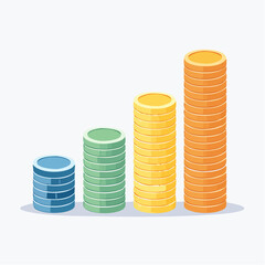 Colorful Stacked Coins Showing Growth