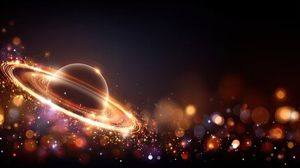 Obraz premium Sparkling planetary rings in a cosmic display.