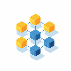 Obraz premium Isometric Network Of Connected Cubes