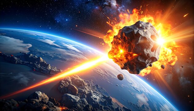 Asteroid Impacting Earth.