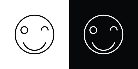 Smile wink icon. Simple Minimal Pictogram. Vector