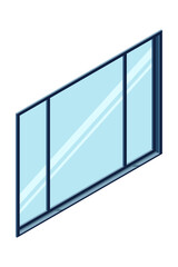 Isometric window. Modern closed window. Interior elements. Furniture elements. Isometric furniture