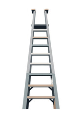 A Tall Metal Ladder Standing Upright Against a White Background