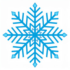 the illustration features a stylized snowflake rendered in shades of blue against a stark background