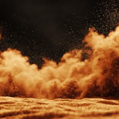 Dramatic Clouds of Dust Rising Above the Ground During a Dust Storm at Sunset in an Open Desert Landscape