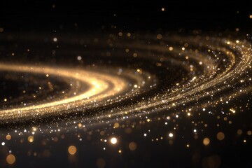 Beautiful Swirling Cosmic Texture with Glimmering Stars and Magical Shimmering Dust Particles in Space