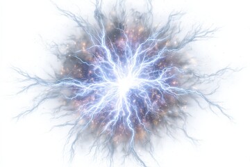 Explosive Energy Burst with Radiant Lightning and Vibrant Background for Abstract Visual Elements