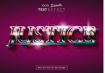 3D Justice Text Effect with Metallic chrome color