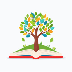 Colorful Tree Growing Out Of Open Book