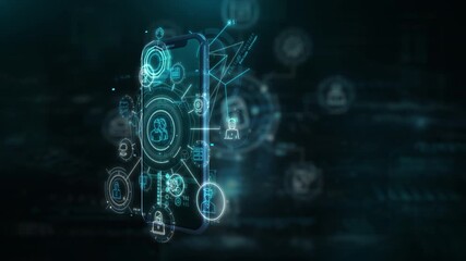 Virtual smartphone architecture hosting animated data plots - Powered by Adobe