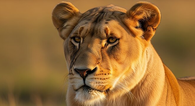 Majestic lioness resting in the savannah capturing a serene and powerful moment of wildlife calmness in natural habitat with detailed fur texture