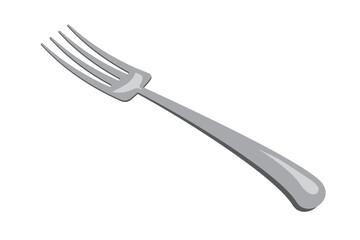 Isometric fork. Shiny fork. Isometric cutlery. Isometric tableware. Vector illustration