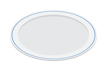 Isometric plate. Empty plate. Isometric cutlery. Isometric tableware. Vector illustration