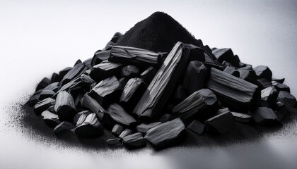 single pile of activated charcoal showcased from above