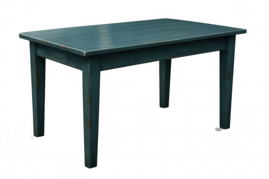 Simple design blue wooden table isolated on transparent background, ideal for interior design projects - Powered by Adobe