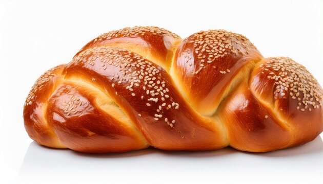 challah bread with sesame seeds on top isolated on white transparent background - Powered by Adobe