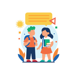 School children conversation illustration
